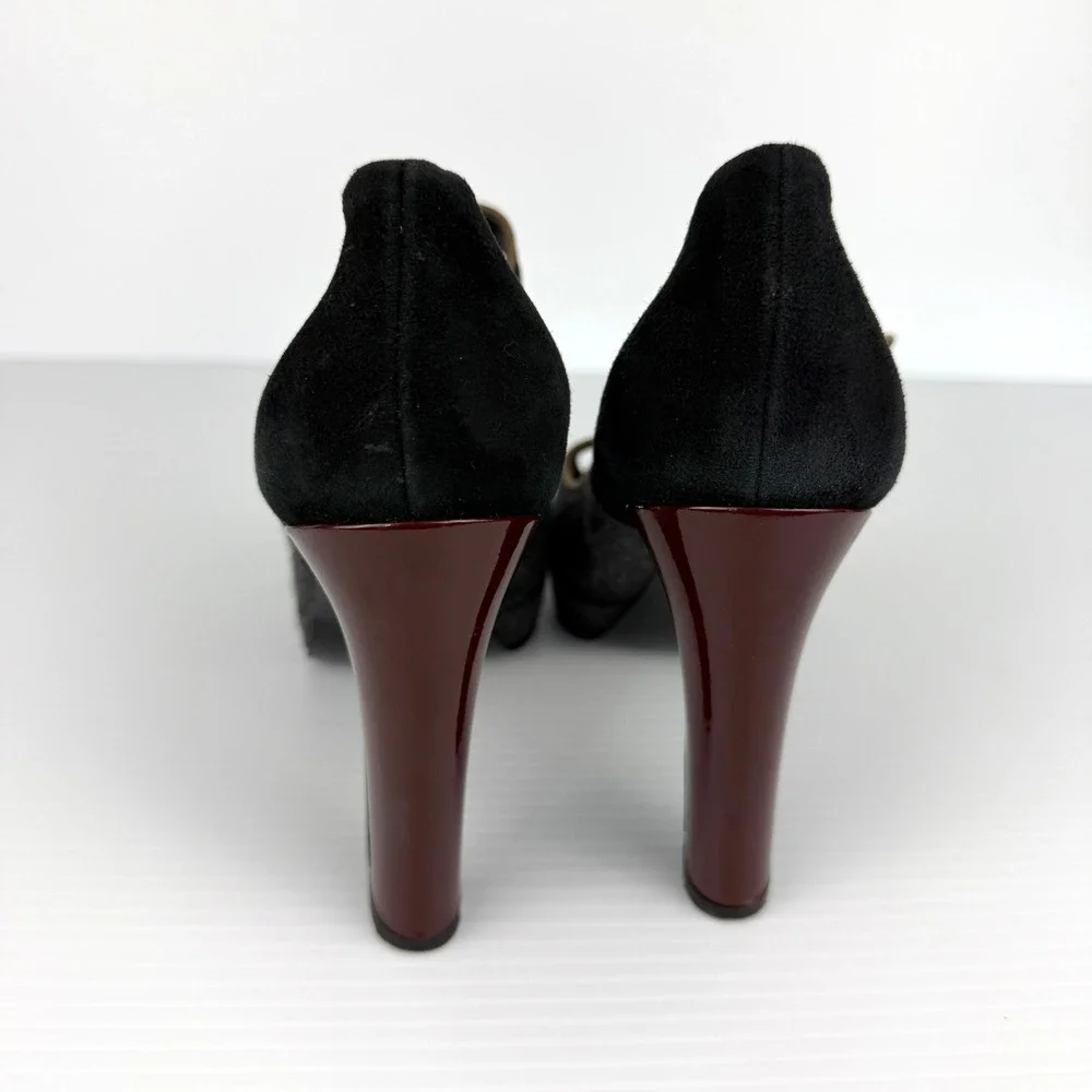 J.Crew Mary Jane Platform Dark Academia‎ Wool Peep Toe Preppy Heels Italy 8.5